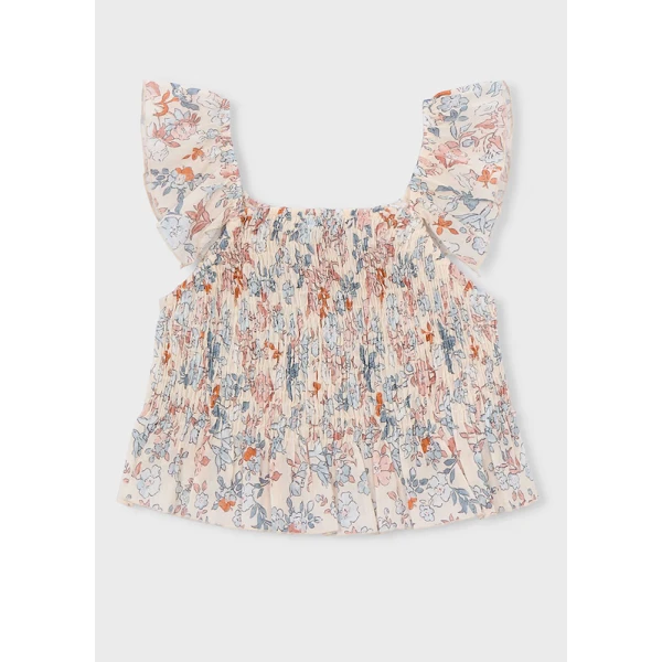 MAYORAL TOP CRINKLED PRINTED SALMON 