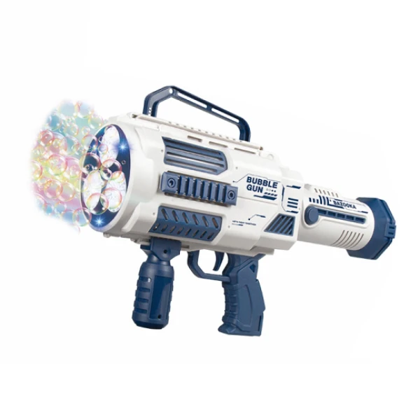 BLUE SOAP BUBBLE GUN WITH 45 HOLES USB & CARRY BELT