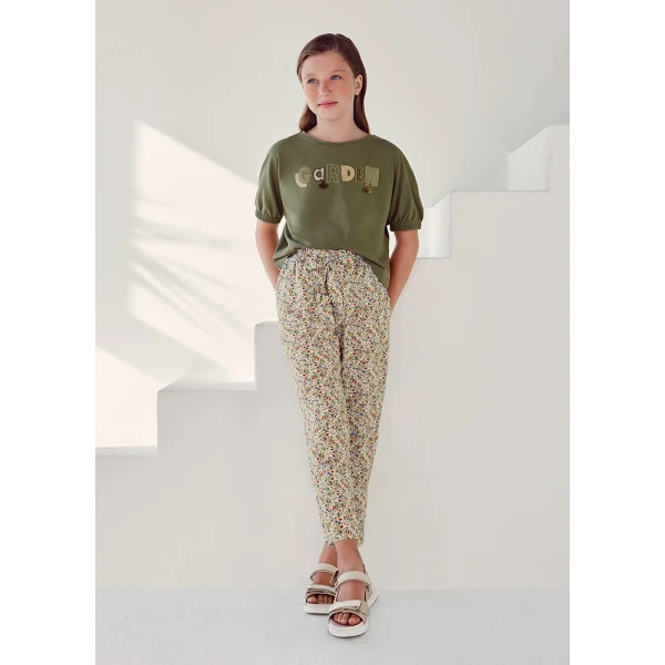 MAYORAL LONG TROUSERS FLOWERS GREEN ALGA