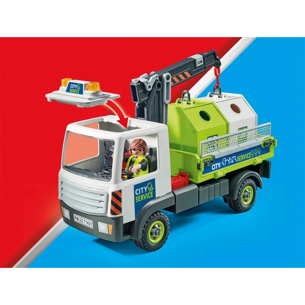 PLAYMOBIL CITY ACTION GLASS RECYCLING TRUCK WITH CONTAINER