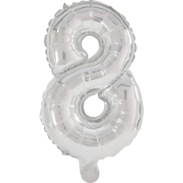 BALLOON SILVER FOIL 10 cm No 8