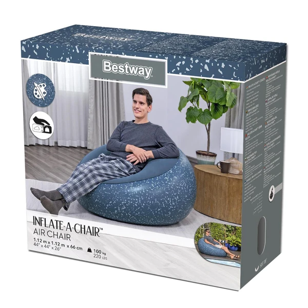 BESTWAY INFLATABLE CHAIR 112X112X66 cm INFLATE A CHAIR BLUE