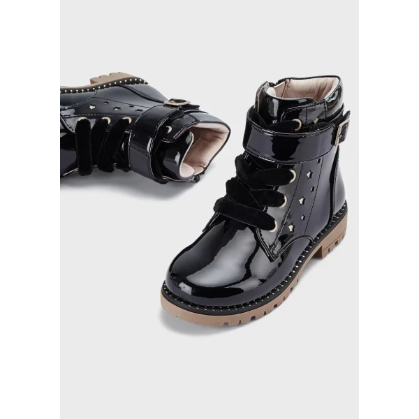 MAYORAL ANKLE BOOT BIKER PATENT BLACK