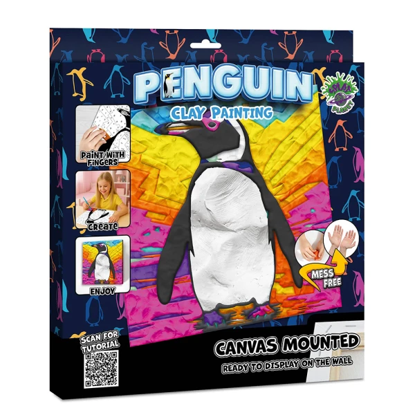 SPLAT PLANET CLAY PAINTING KIT ON CANVAS 30X30 cm PENGUIN