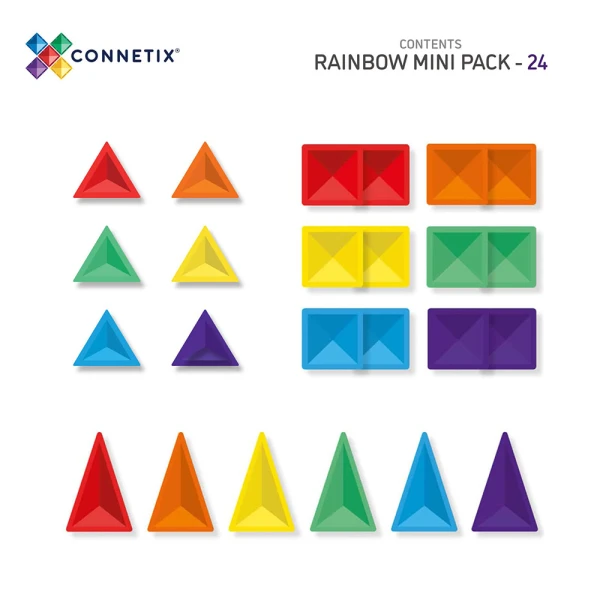 CONNETIX ΜΑΓΝΗΤΙΚΑ ΤΟΥΒΛΑΚΙΑ RAINBOW MINI PACK 24 τεμ.