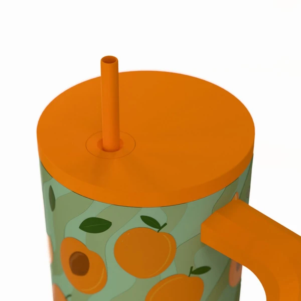 ESTIA HOME ART THERMAL BOTTLE STRAW TUMBLER XL 900ml - PEACH GARDEN