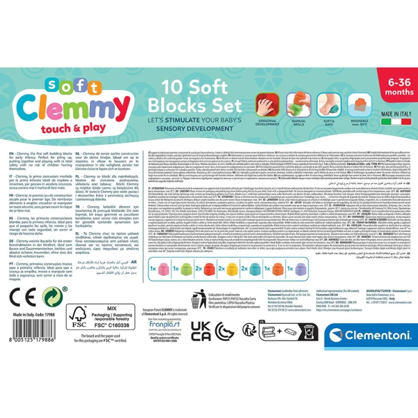 SOFT CLEMMY TOUCH & PLAY SOFT PREMIUM BLOCKS 10 pcs FOR 6-36 MONTHS