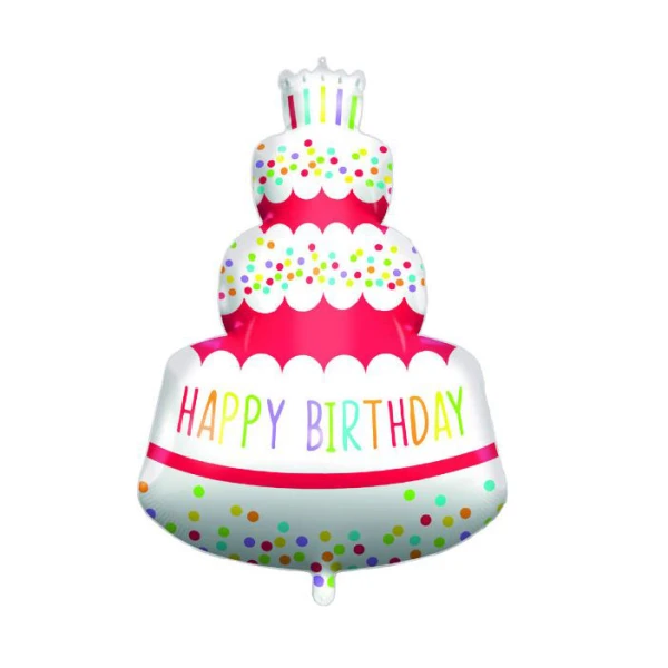 BALLOON SUPERSIZED HAPPY BIRTHDAY CAKE FOIL 96 cm