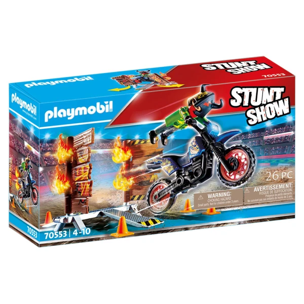 PLAYMOBIL STUNT SHOW ΜΗΧΑΝΗ MOTOCROSS ΜΕ ΦΛΕΓΟΜΕΝΟ ΤΟΙΧΟ