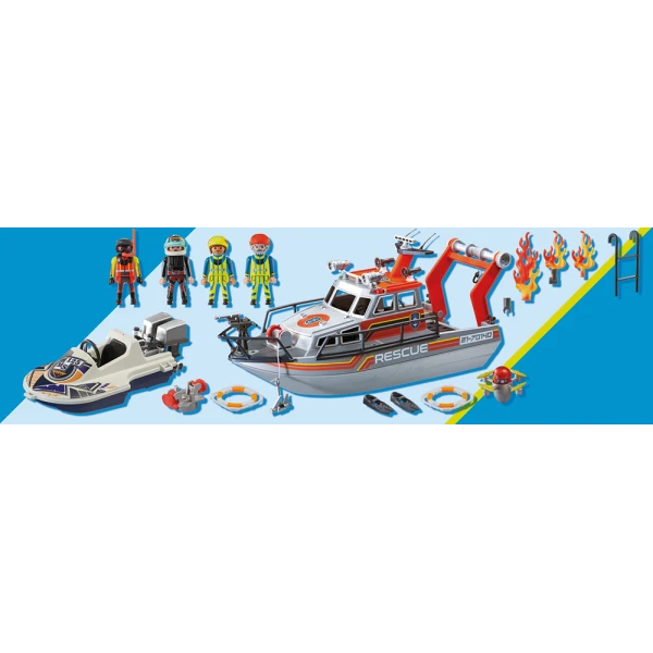 PLAYMOBIL CITY ACTION ΔΙΑΣΩΣΗ ΙΣΤΙΟΦΟΡΟΥ ΜΕ ΦΟΥΣΚΩΤΟ ΣΚΑΦΟΣ