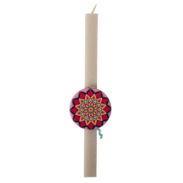 UNIKER HANDMADE CANDLE 29 cm LIGHT BEIGE BOHO MIRROR - 4 DESIGNS