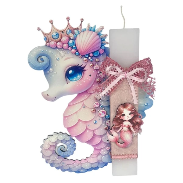 FEELING WOOD HANDMADE CANDLE PURPLE SEAHORSE
