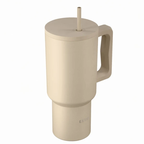 ESTIA HOME ART THERMAL BOTTLE STRAW TUMBLER XL 900ml - DUNE