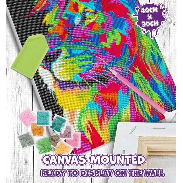 SPLAT PLANET DIAMOND PAINTING KIT ON FRAMED CANVAS 30X40 cm LION