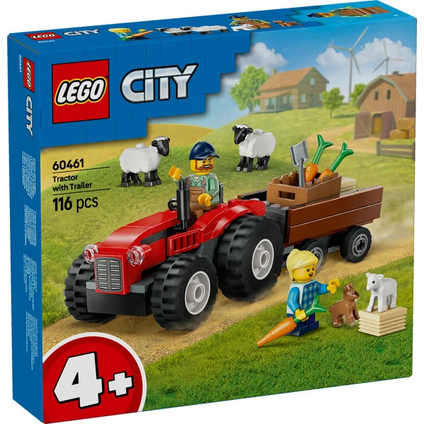 LEGO® CITY ΚΟΚΚΙΝΟ ΑΓΡΟΤΙΚΟ ΤΡΑΚΤΕΡ ΜΕ ΤΡΕΙΛΕΡ & ΠΡΟΒΑΤΑ