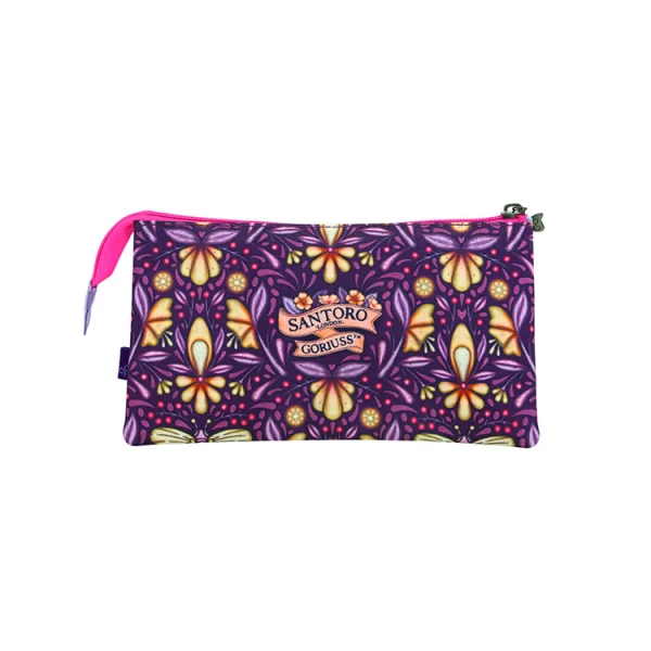 GORJUSS SANTORO TRIPLE POCKET PENCIL CASE - FIREFLY DAWN