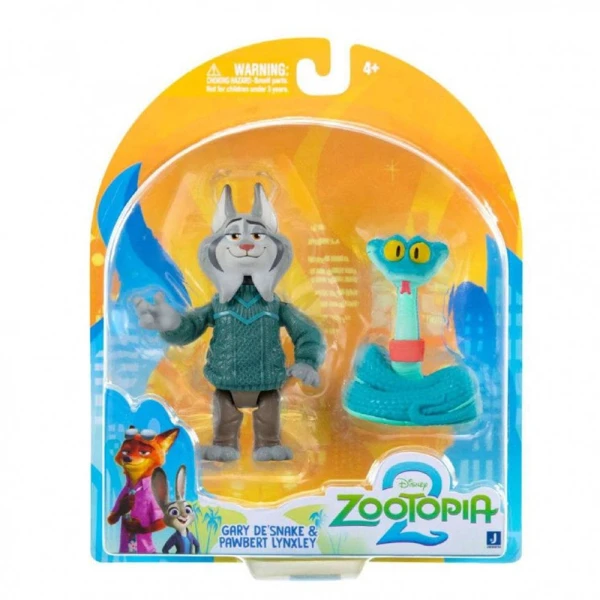 DISNEY ZOOTOPIA FIGURE SET 2pcs. 8cm. - GARY DE SNAKE WITH PAWBERT LYNXLEY