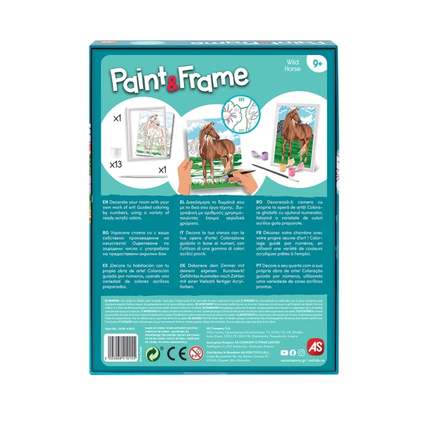 PAINT & FRAME PAINT BY NUMBERS WILD HORSE FOR AGES 9+