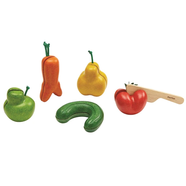 PLAN TOYS ΣΕΤ ΦΡΟΥΤΑ ΚΑΙ ΛΑΧΑΝΙΚΑ (ΜΕ ΑΤΕΛΕΣ ΣΧΗΜΑ)