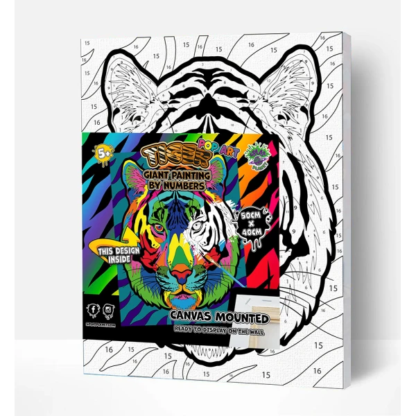 SPLAT PLANET PAINTING BY NUMBERS KIT ON FRAMED CANVAS 40X30 cm TIGER