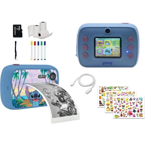 LEXIBOOK STITCH CAMERA WITH PRINTER, EFFECT AND SD CARD