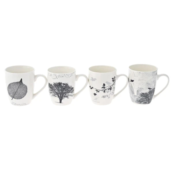 CERAMIC MUG BLACK AND WHITE 8X10.5 cm - 4 DESIGNS