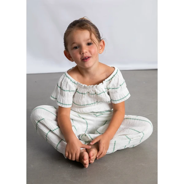 MAYORAL SET PANTS LONG STRIPES ECRU-MINT