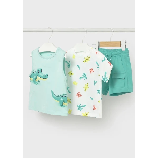 MAYORAL SET COTTON JERSEY SHORT SLEEVES TURQUOISE 