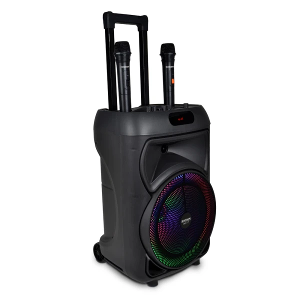 BONTEMPI TROLLEY WIRELESS SPEAKER WITH 2 WIRELESS MICROPHONES AND RGB LIGHTS