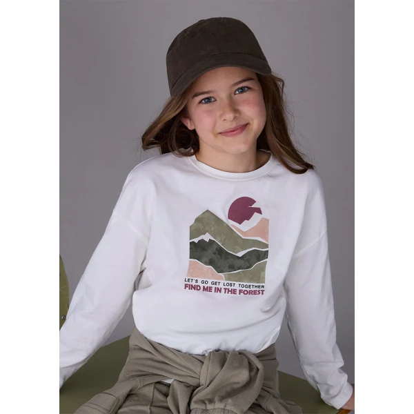 MAYORAL LONG-SLEEVE T-SHIRT DESIGN BEIGE-GREEN