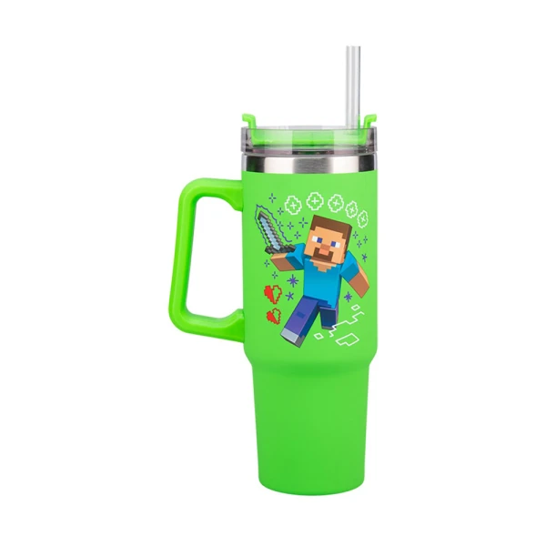 MINECRAFT - GREEN MULTIWAY INSULATED TRAVEL CUP WITH STRAW 900ml