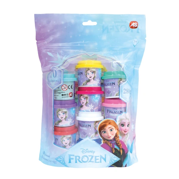 AS DOUGH DISNEY FROZEN POLYBAG WITH 10 POTS AND MOLD CUPS 280gr FOR AGES 3+