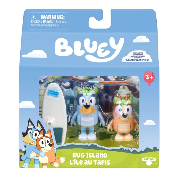 BLUEY SET OF 2 FIGURES WITH ACCESSORIES - RUG ISLAND