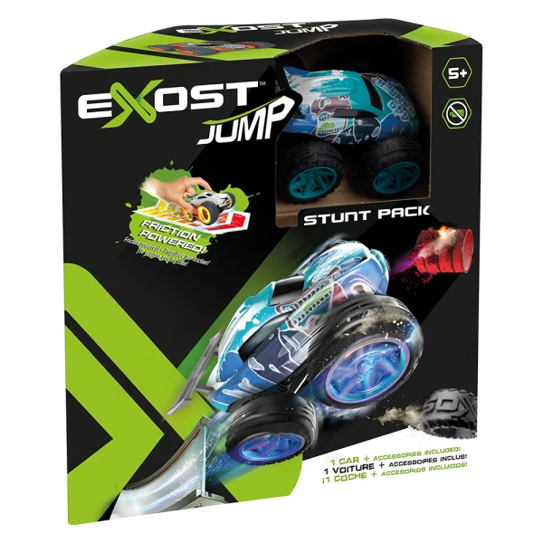 EXOST JUMP TOY CAR FRICTION POWERED WITH RAMP AND OBSTACLES - 3 DESIGNS