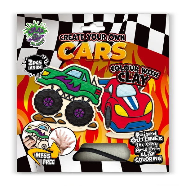 SPLAT PLANET MESS-FREE PAINT KIT WITH CLAY RACE CARS