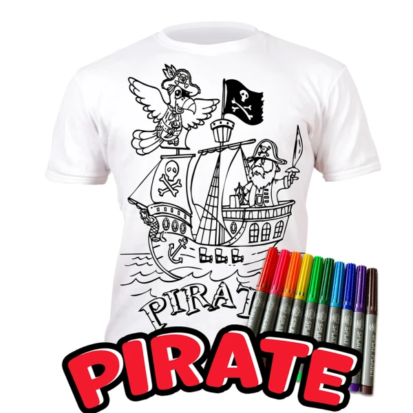 SPLAT PLANET ΠΛΕΝΟΜΕΝΟ T-SHIRT ΖΩΓΡΑΦΙΚΗΣ PIRATE ΜΕ ΜΑΡΚΑΔΟΡΟΥΣ (5-6 ΕΤΩΝ)