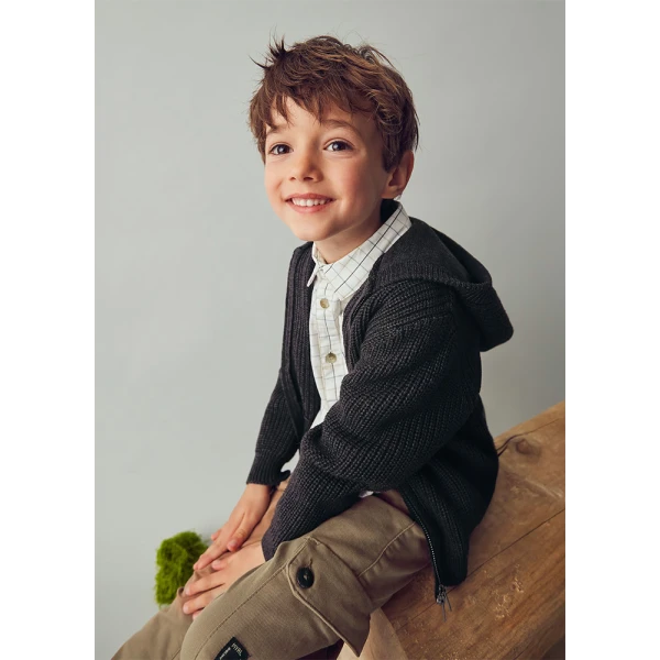 MAYORAL CARDIGAN KNITTED HOOD GREY DARK