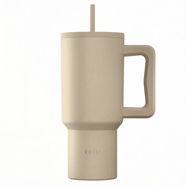 ESTIA HOME ART THERMAL BOTTLE STRAW TUMBLER XL 900ml - DUNE