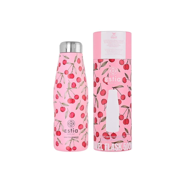 ESTIA HOME ART ΘΕΡΜΟΣ TRAVEL FLASK  500ml - CHERRY ROSE