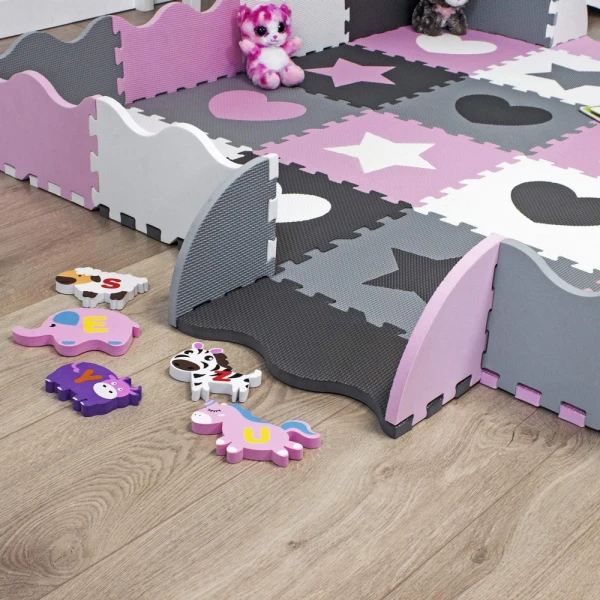 FLOOR PUZZLE 16 pcs. PINK-GREY