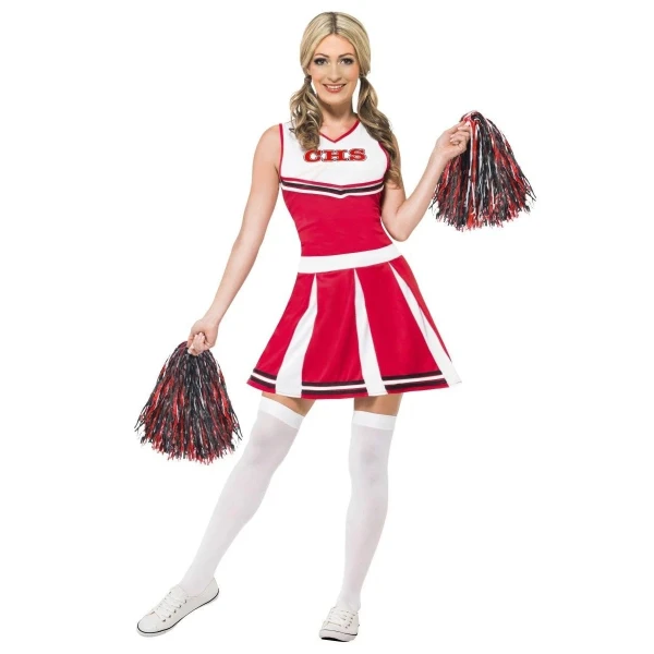 ADULT CARNIVAL COSTUME CHEERLEADER RED