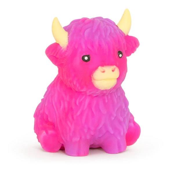 KEYCRAFT SQUISHY RAINBOW HIGHLAND COW - 3 COLORS