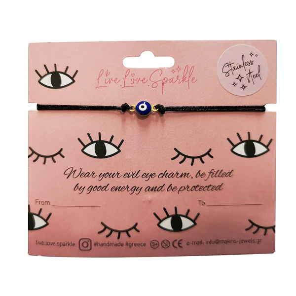 HANDMADE BRACELET MACRAME STAINLESS EVIL EYE WITH ENAMEL 0.70cm. - 2 COLOURS