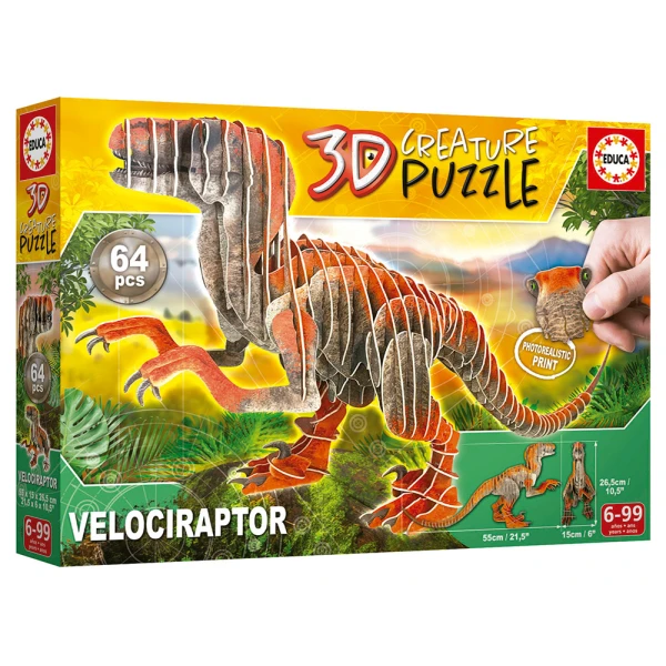 EDUCA 3D ΠΑΖΛ CREATURE 64 τεμ. VELOCIRAPTOR