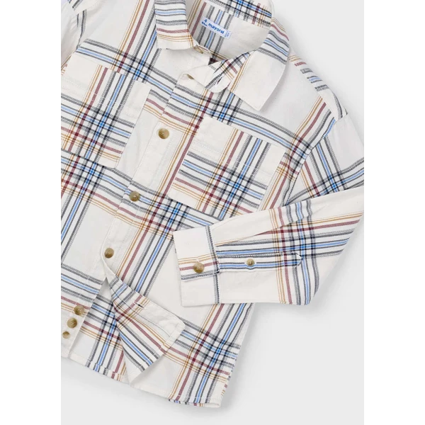 MAYORAL SHIRT LONG-SLEEVE PLAID BEIGE 