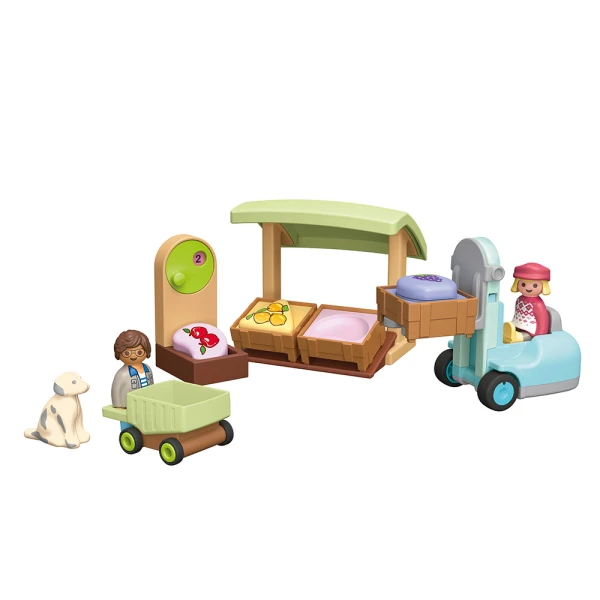 PLAYMOBIL JUNIOR ORGANIC MARKET STALL & FORKLIFT