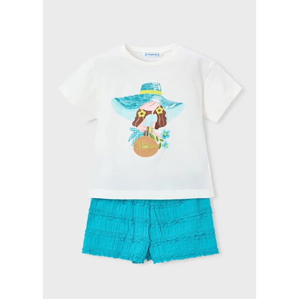 MAYORAL SET SHORTS COTTON JERSEY FANTASY DARK BLUE