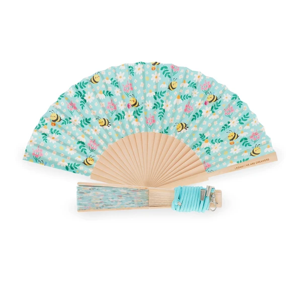LEGAMI FOLDING PAPER FAN BEE GREEN
