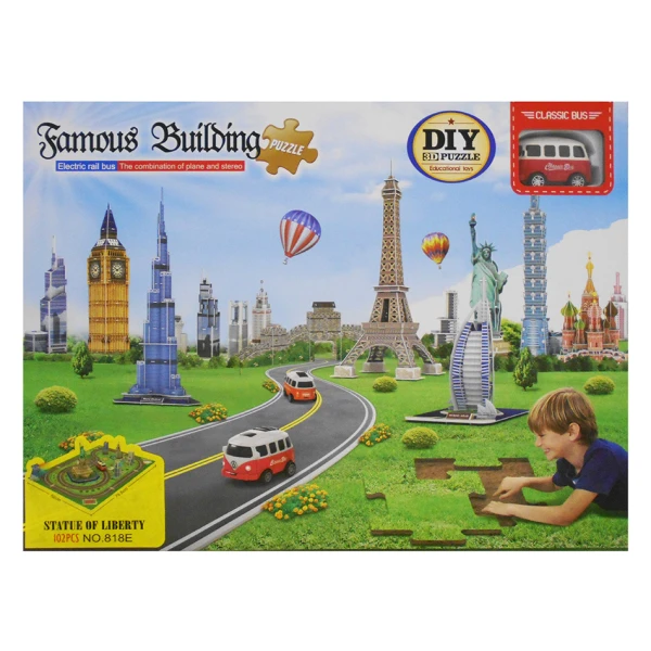 3D PUZZLE FLOOR SPEED WAY LIBERTY STATUE & BATTERY VEHICLE