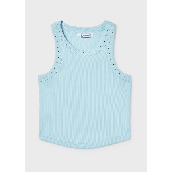 MAYORAL BLOUSE BRACES RIBBED LIGHT BLUE 